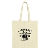 Coffee Lover Tote Bag, Funny Coffee Quote, Yawn Scream Coffee, Caffeine Addict, Book Bag, Reusable Grocery Bag, Shopping Bag - Tawshia